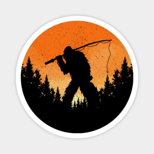 Sasquatch Fishing Sunset Magnet